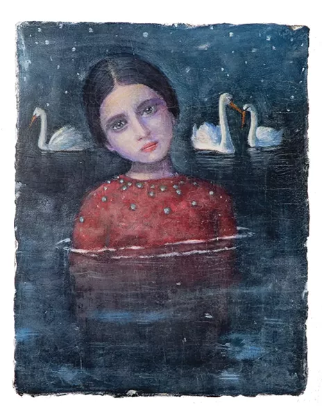 Kevin Kuenster, Terra Erit Nobis Retro #2; The Earth Will Have Us Back, buon fresco painting, plaster on wood panel, 2019.