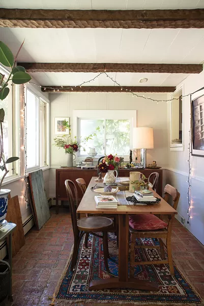 The home’s dining room can accommodate up to 14 people. Over the past year, the couple have hosted three eating events—a late summer harvest dinner, “Eat the World” and an oyster bar and welcome 2019 brunch—as well as five-course cooking workshops. “We would like to collaborate with local venues to produce future eating events, to bring in more community from this beautiful region,” says Lafferty. - PHOTO: DEBORAH DEGRAFFENREID