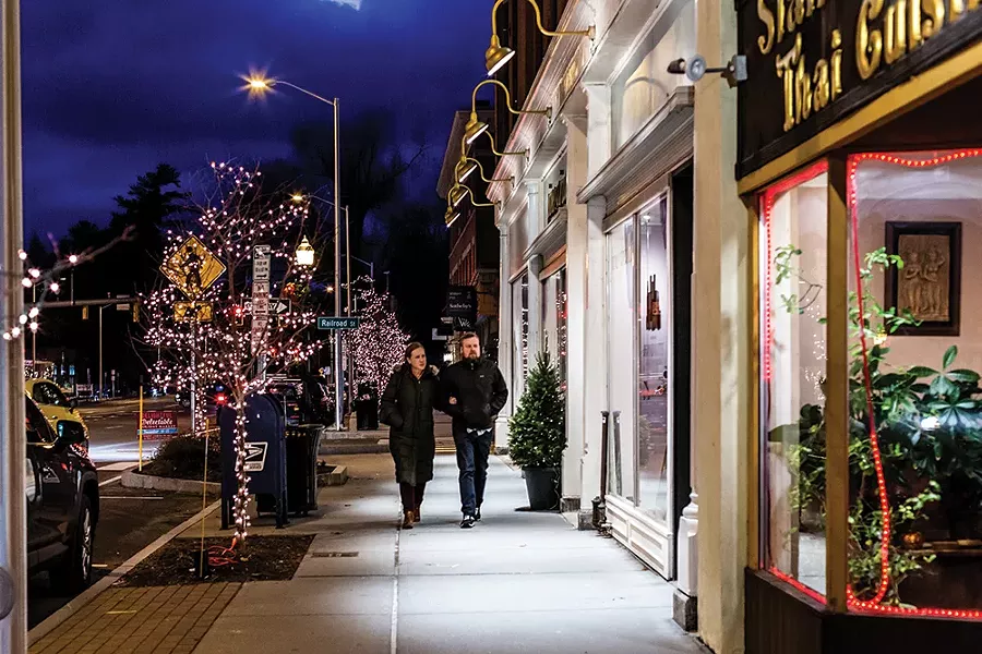 A Christmas scene straight out of a Norman Rockwell painting on Main Street in Great Barrington. - PHOTO: ANNA SIROTA