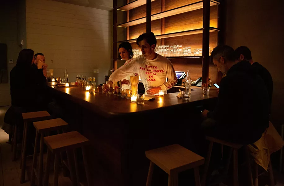 The bar at Lola is a little lonely without any booze as the restaurant awaits its liquor license (coming later this month). In the meantime, there's a carefully calibrated menu of mocktails. - LINDSAY TALLEY