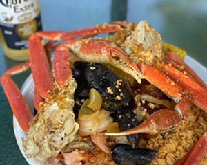 A seafood boil bag from Crab-A-Bag in Newburgh