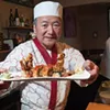 Sushi master Makio Idesako presenting a Spider roll Sushi master Makio Idesako presenting a Spider roll