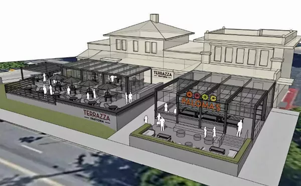 A rendering of what Terrazza Trattoria and Paloma&rsquo;s could look like in the renovated building.
