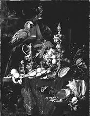 "A Richly Laid Table With Parrots," by Jan Davidsz de Heem, oil on canvas.