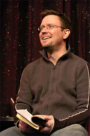 Alex Ennes rattles off biblical punch lines every Sunday at Hilarities comedy club. - WALTER NOVAK