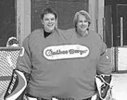 Damon and Kinnear as conjoined twins.