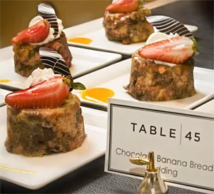 Dessert-lovers delight: Tasty tidbits like Chocolate Banana Bread adorn meal's end. - FRANK MILLER