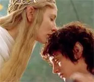 Elves in love: Cate Blanchett, as Galadriel, speaks in tongues to Elijah Wood's hobbit, Frodo Baggins. - PIERRE VINET