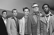 Five-elevenths: Clooney (left), Pitt, Damon, Gould, and Cheadle.