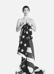Flag-barer Holly Hughes.