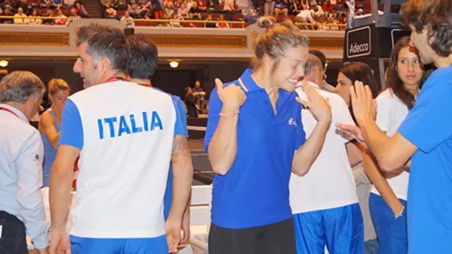 Italys Karin Knapp, after her teams second win. Italys Karin Knapp, after her teams second win.