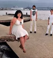 Jagged concrete is nothing new for Gossip's Beth Ditto (left).