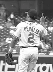 Jhonny Peralta hollas back at the Tribe's Fan Appreciation Day on Sunday.