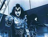 Knights in customer service: Kiss's Simmons and Stanley preen for the Rock Hall crowd. - WALTER NOVAK
