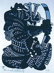 "Man of Valor," by Yoshitoshi Mori, stencil print.