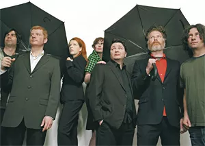 New Pornographers: Expecting rain? Or just freaky Canadians with umbrellas?