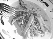 Ribbons of calamari on a bed of soba noodles and stir-fried vegetables just plain rocked. - WALTER NOVAK