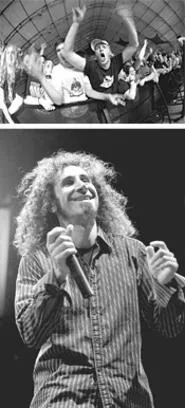 Serj Tankian smiles at the crazies at System of a Down's September 26 Tower City show. - WALTER NOVAK