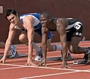 Steve (Johnny Knoxville) gets ready to compete against Jimmy the superstar (real-life Special Olympics champ Leonard Flowers).