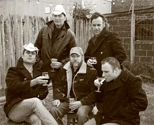 The Beachland-bound Whiskey Daredevils enjoy breakfast.