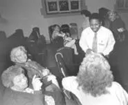 The kid candidate works the crowd. - WALTER NOVAK