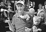 To provide for his wife and newborn twins, Chris - Barnes travels the bowling circuit while they wait at - home.