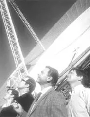 Tom Long, Patrick Warburton, Sam Neill, and Kevin - Harrington (from left) cast their gaze skyward.