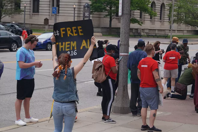 Rally for Justice for Incarcerated Individuals, Cuyahoga County Justice Center, (5/29/20). - SAM ALLARD / SCENE