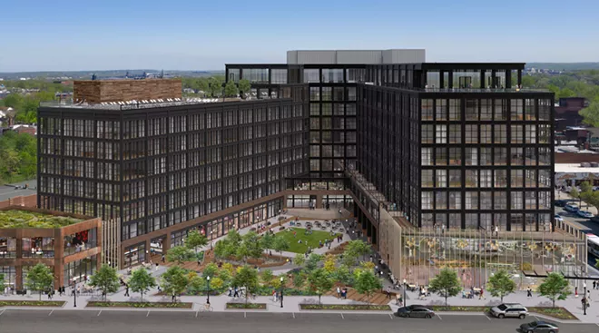 An artist's rendering of completed INTRO development in Ohio City. - HARBOR BAY AND IMAGE FICTION