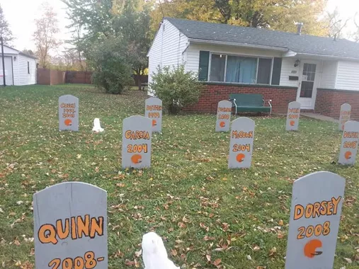 Cleveland Browns Fans Put Up Quarterback Graveyard On Front Lawn