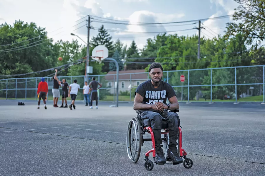 Antonio Mason was a student and basketball player at Cuyahoga Community College when he was paralyzed from the chest down by a drunk driver. He was denied compensation because, when he was 16, he was convicted in juvenile court of drug trafficking. - PHOTO BY MICHAEL MCELROY