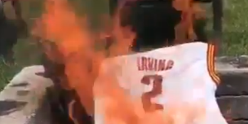 burning lebron jersey