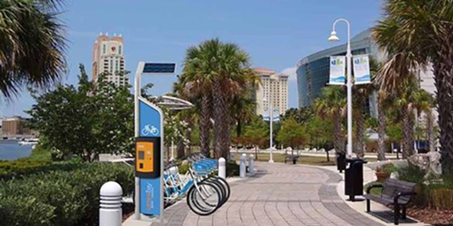 Coast Bike Share rental locations will be available at dozens of hubs throughout Downtown Tampa, Ybor City, and Hyde Park, including the Tampa Riverwalk. - COURTESY OF TAMPA BAY BIKE SHARE