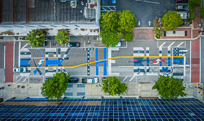 The controversial "Back the Blue" mural in downtown Tampa. - DAVE DECKER