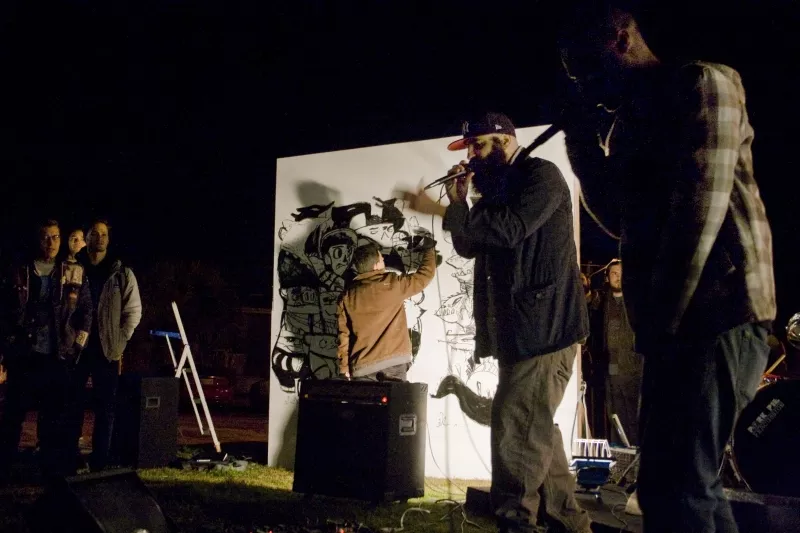 Illustrators Johel Rivera and Jake Larsen show their chops at the Starland Wall to Wall Illustration Battle while Miggs, Culture Vulture, and KYLE Band rock.