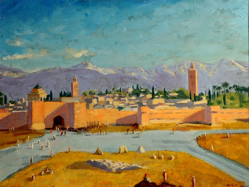 Sir Winston S. Churchill, The Tower of Katoubia Mosque, 1943, Oil on Canvas - 20 x 24 in Collection of Brad Pitt and Angelina Jolie, ©Churchill Heritage Ltd, with kind permission of Churchill Heritage Ltd