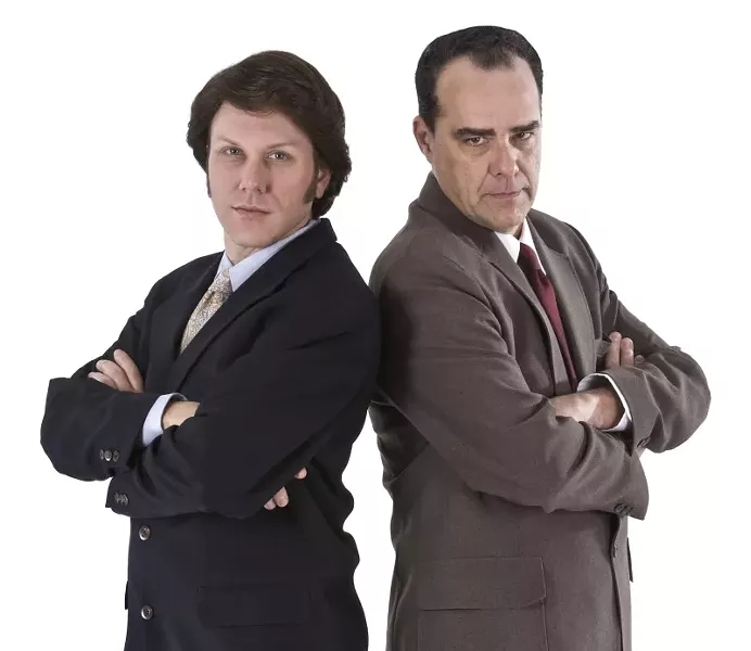 The wonderful Christopher Blair and me as David ‘n’ Dick in Frost/Nixon (2011), which we did at Muse Arts Warehouse. I loved this production. Photo by Bailey Davidson