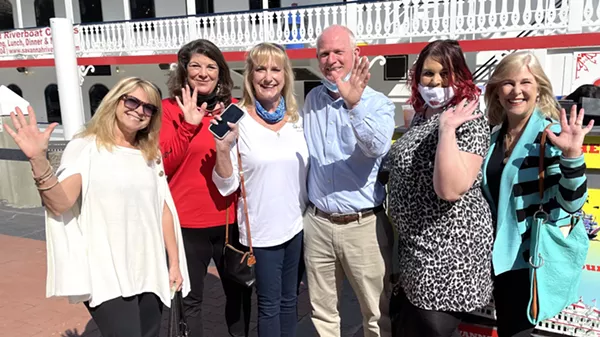 Buy Local host Clinton Edminster and Former Mayor Edna Jackson at monthly luncheon.