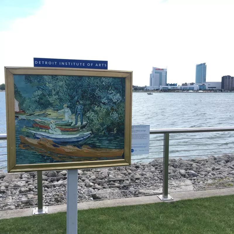 Installation overlooking the Detroit River, promoting a Van Gogh exhibit at the Detroit Institute of Arts across town.