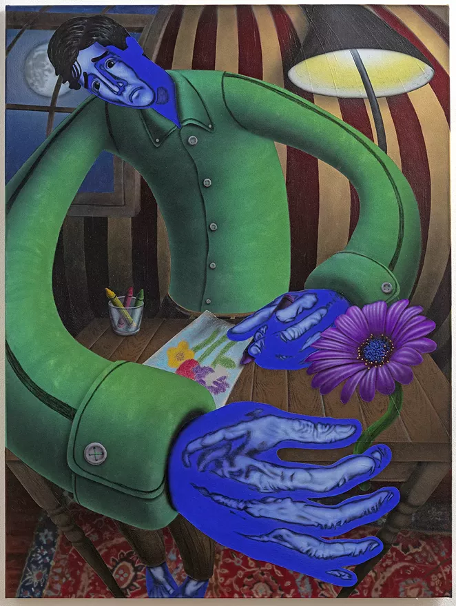 Carter Flachbarth, “DRAW,” 2021, acrylic on canvas, 48 x 36 in. - Courtesy of the artist and Richard Heller Gallery.