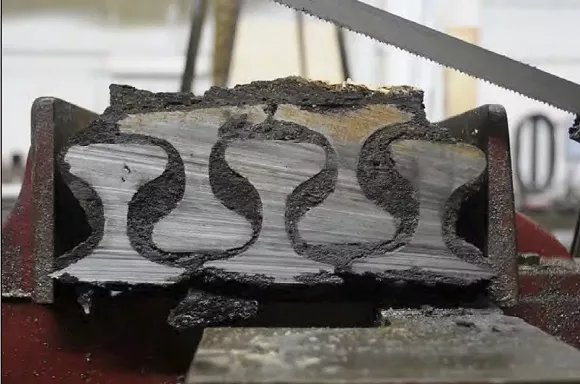 A cross section of casemate reveals intersected layers of railroad iron. - PHOTO COURTESY OF U.S. ARMY CORPS OF ENGINEERS, SAVANNAH DISTRICT.