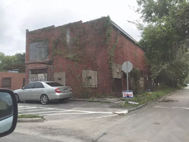 Many Savannah residents note the ironic symbolism of incumbents’ signs, such as this one encouraging you to vote for Mary Osborne, often being placed on or near derelict properties.