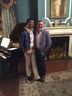 Pride and joy: Honorees Clinton Edminster and Mark Hill strike a pose near the piano in one of the most sumptuous living rooms in all of Savannah.