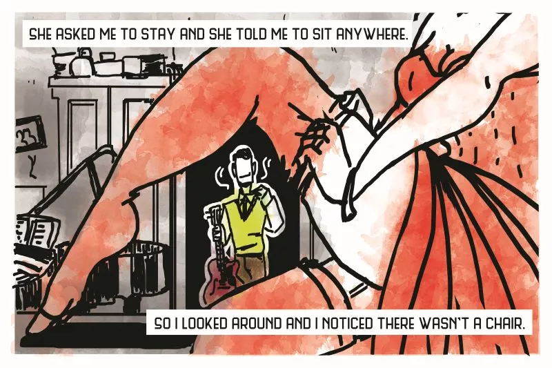 SCAD alum Ash Walsh created the comic book that accompanies "With A Twist." Pictured is a take on the Beatles' "Norwegian Wood," which will be performed on Thursday. - ASH WALSH