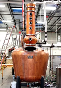 The heart of the operation is the 500-gallon handcrafted Vendome copper pot still that was custom-made in Kentucky and purchased long before the Ghost Coast building.