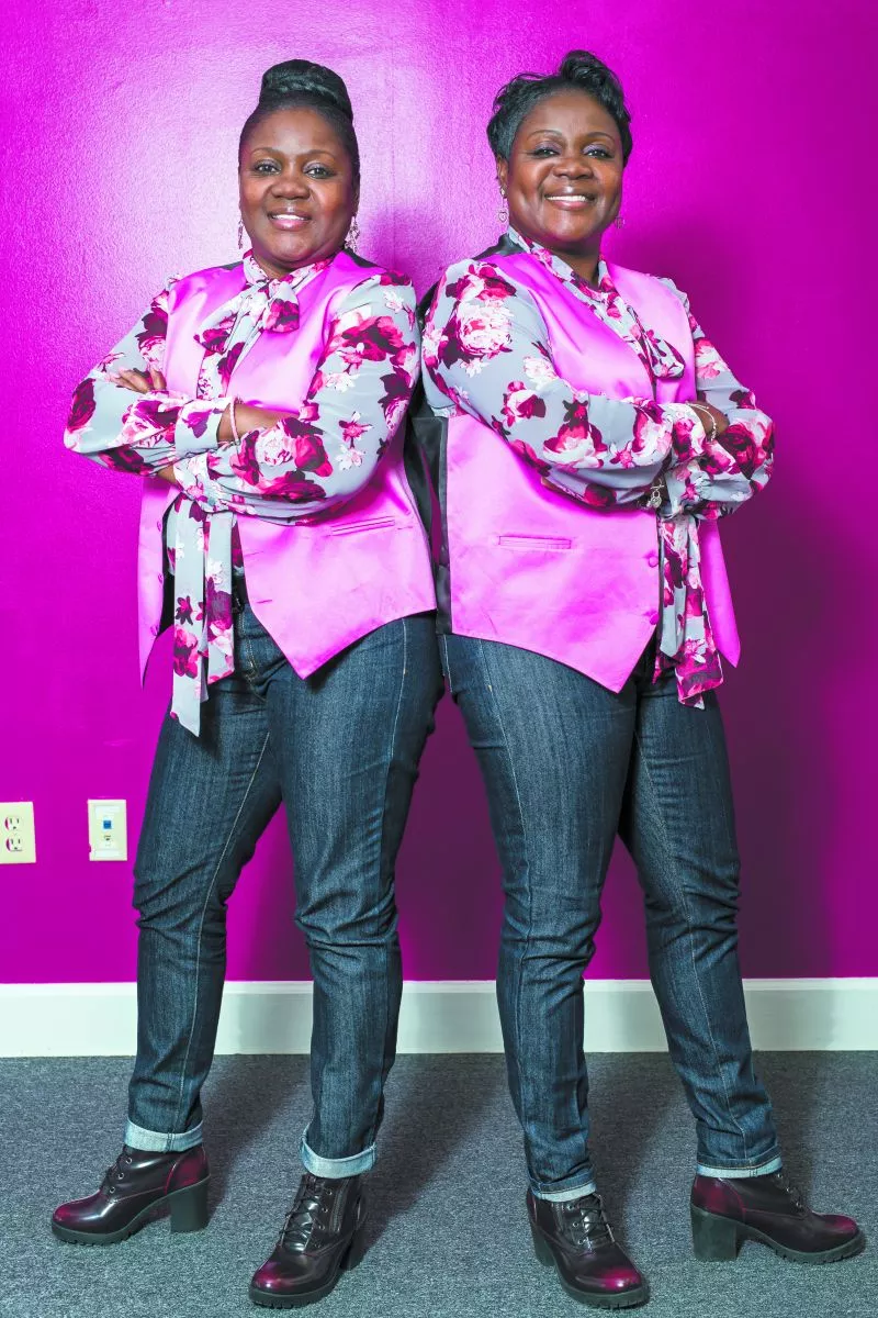 Identical twins Sylvia and Cynthia Whitfield are both breast cancer survivors; Cynthia has been confirmed to have the BRCA gene using the genetic testing research made possible by fundraisers like the Race for the Cure. - PHOTO COURTESY OF SUSAN G. KOMEN OF COASTAL GEORGIA
