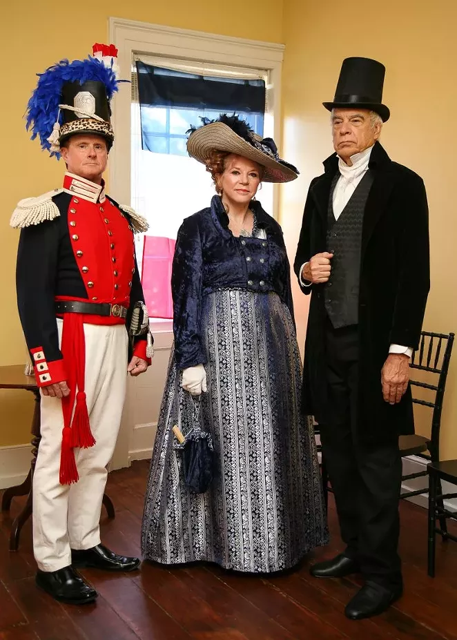 Historical reenactors Jeff Freeman, Jan Vach and Greg Vach present Lafayette in Savannah 1825. - PHOTO BY JON WAITS