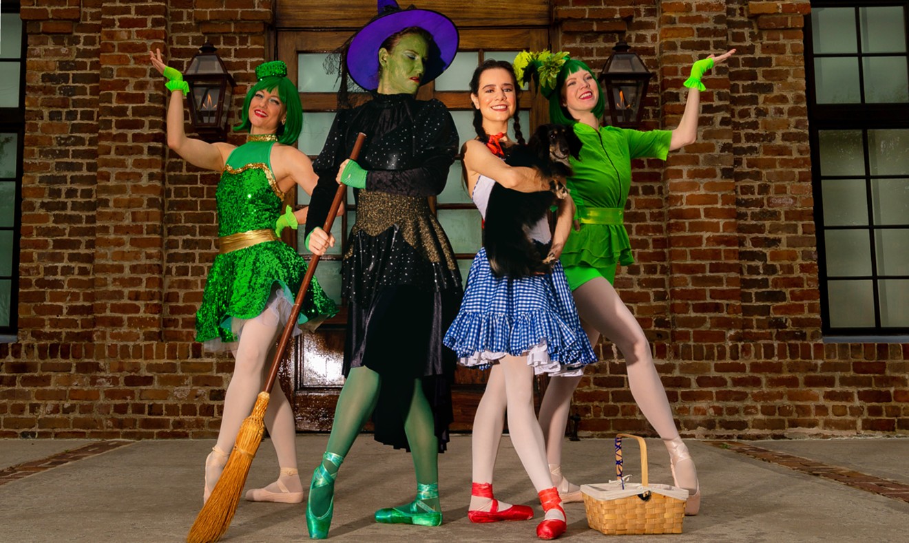 Some of the cast of Savannah Ballet Theatre’s “The Wizard of Oz,” L-R: Ashley Casstevens, Kristen Jameson, Micayla Frank with Long John Silver and Rebecca Dugal.