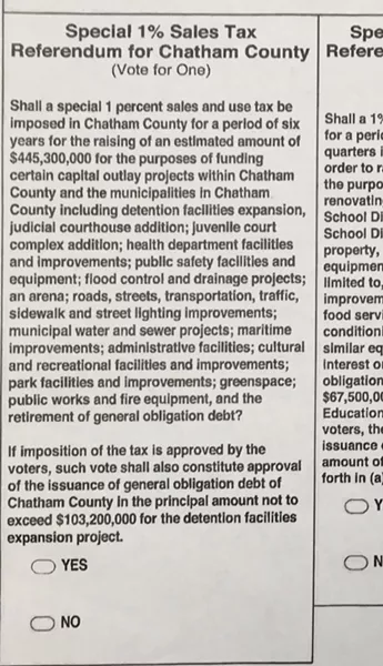 The first round of SPLOST funding an arena says just that: "an arena." No mention of cost or location.