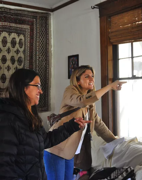 Meena Singh, left, and A.M. Lukas on the set of One Cambodian Family Please For My Pleasure